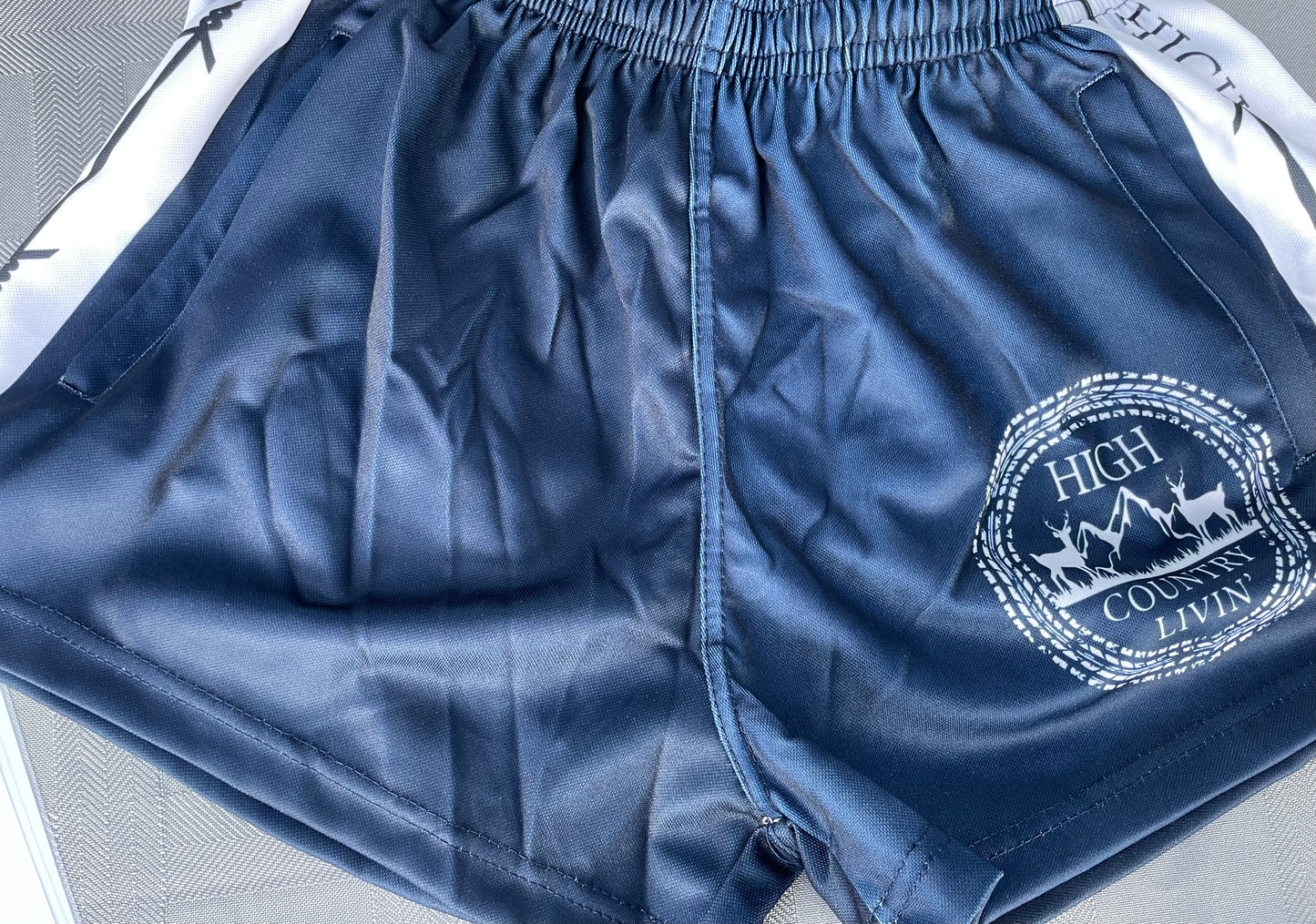 *mismatched 2 tone navy blue*Winchester Navy Footy Shorts