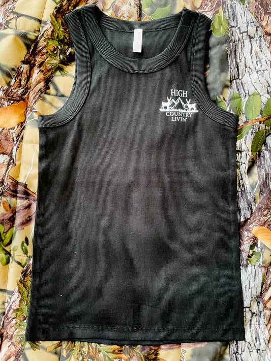 Ribbed Black Ladies Singlet