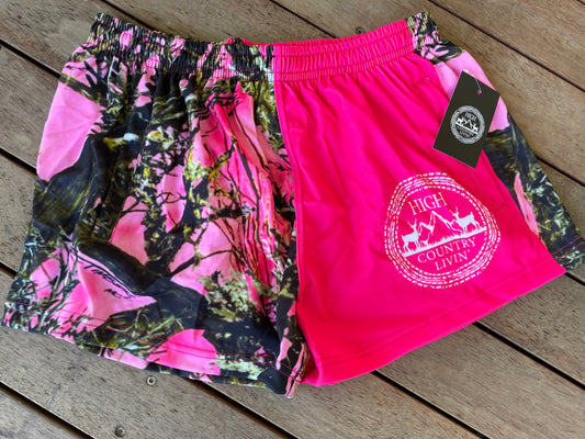 Pink Camo Footy Shorts